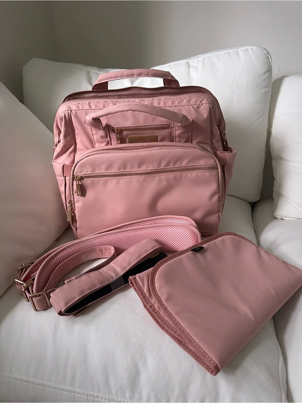 Jujube Pink Baby Bag with Gold Accents (New)